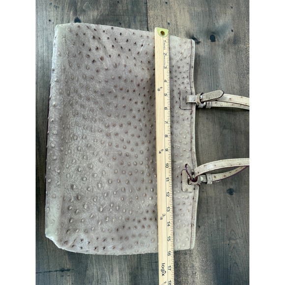 Dooney & Bourke Ostrich Embossed Leather Tote Tan Shoulder Bag Classic Preppy - Picture 8 of 16